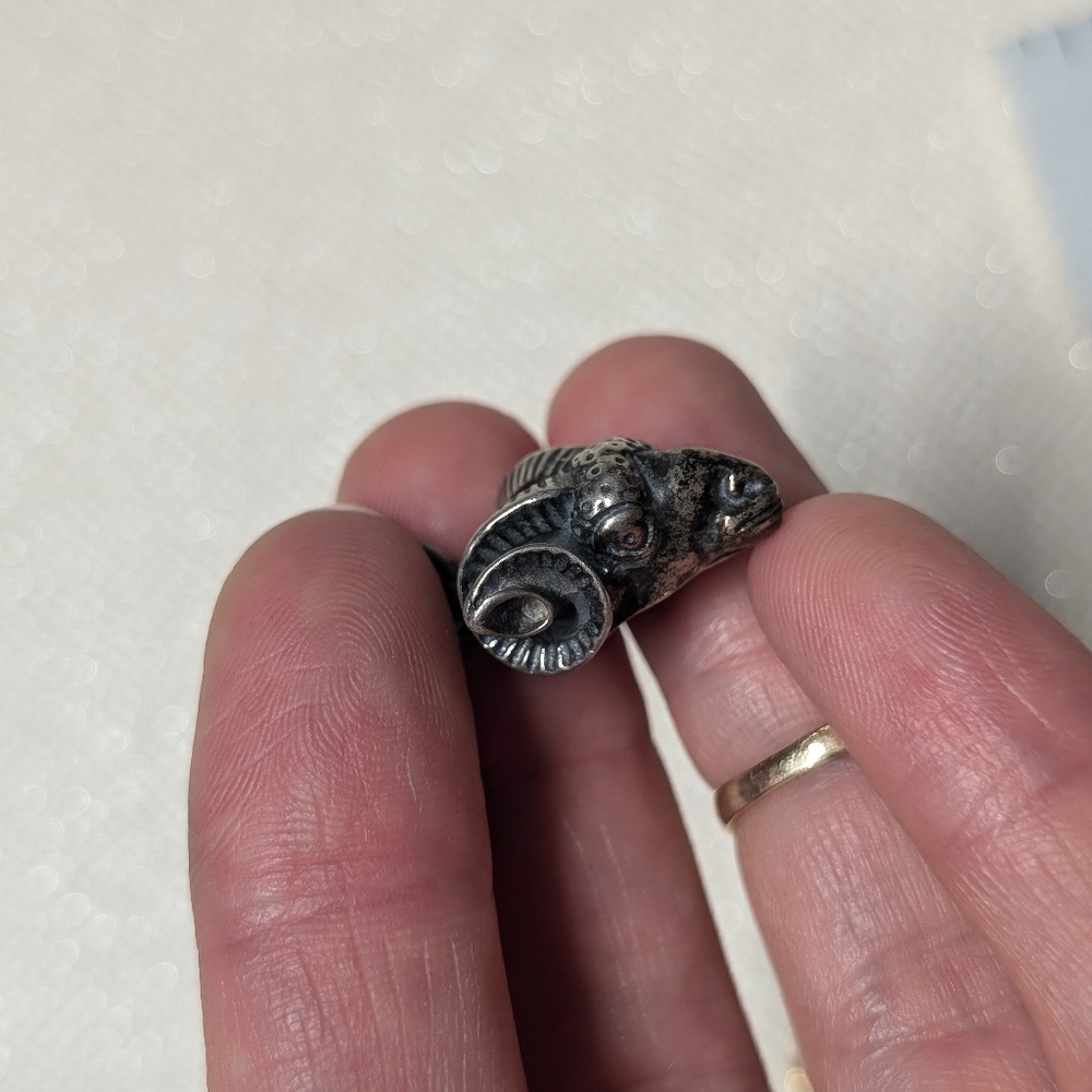 Silver Ram Head Chunky Pendant With Large Bail 925
